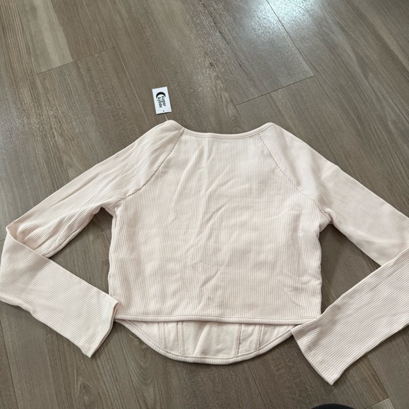 Sugar & Jade Plus Size Tween Girls Cream Ribbed Corset Top - Picture 4 of 6